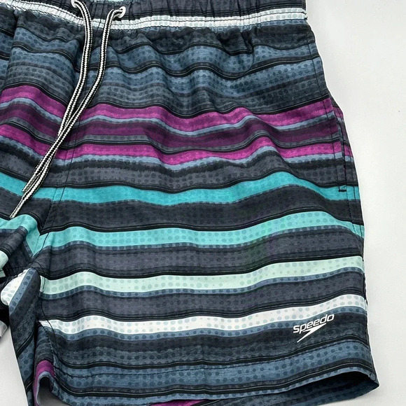 Speedo Men's 5.5" Volley Anthracite Cliff Stripe Swim Trunk Size M - Picture 2 of 9